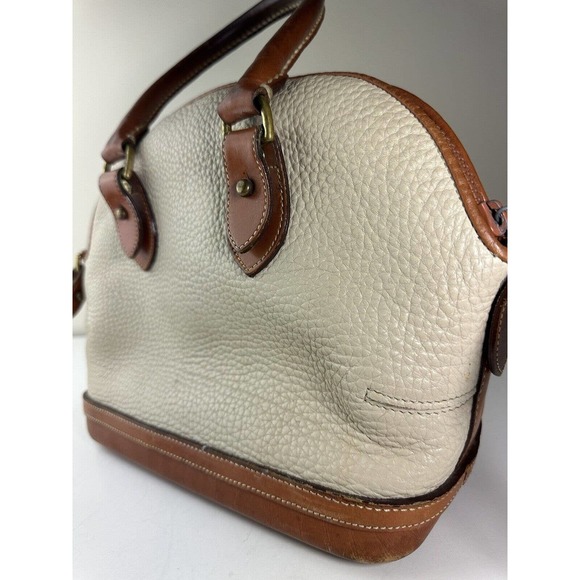Dooney & Bourke Norfolk Domed Satchel Bag Taupe Tan Brown Purse Leather Handbag - Picture 2 of 16